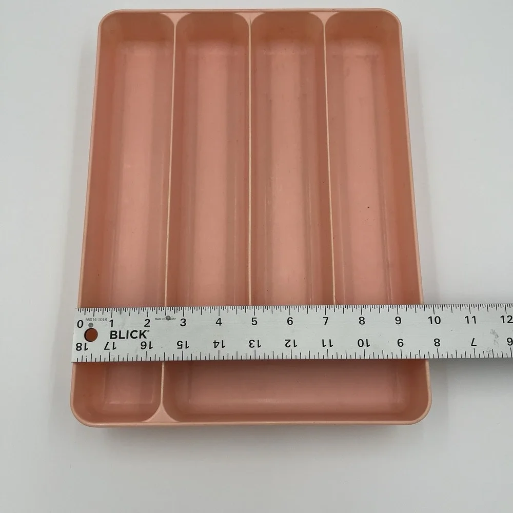 Vintage Lustro-ware Plastic Cutlery 5 drawer‎ Kitchen organizer dusty Pink Retro